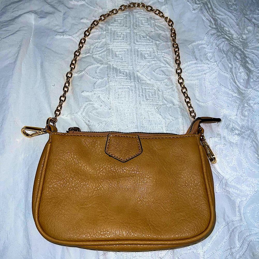 Small Faux Camel-Skin Pocket Purse